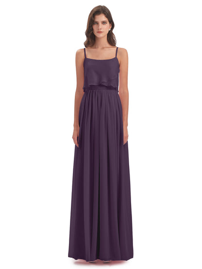 Riley A-line Spaghetti Straps Chiffon Bridesmaid Dresses
