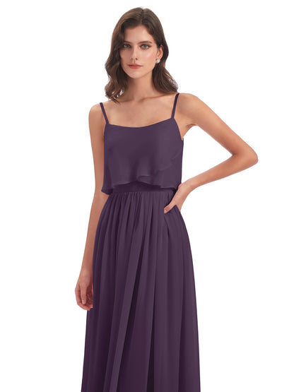 Riley A-line Spaghetti Straps Chiffon Bridesmaid Dresses
