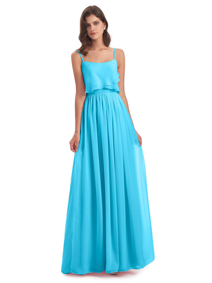 Riley A-line Spaghetti Straps Chiffon Bridesmaid Dresses