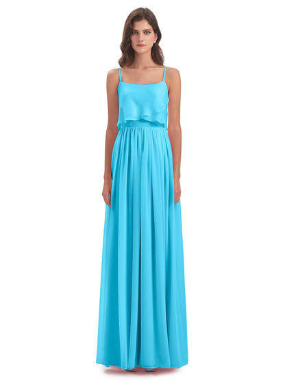 Riley A-line Spaghetti Straps Chiffon Bridesmaid Dresses