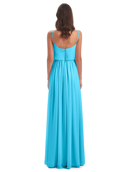 Riley A-line Spaghetti Straps Chiffon Bridesmaid Dresses