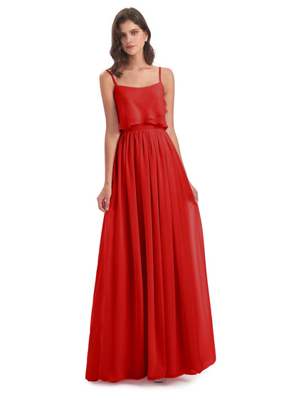 Riley A-line Spaghetti Straps Chiffon Bridesmaid Dresses