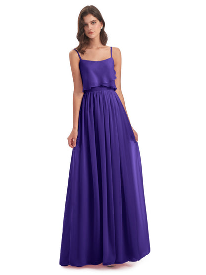 Riley A-line Spaghetti Straps Chiffon Bridesmaid Dresses