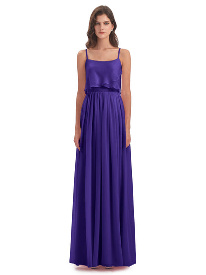 Riley A-line Spaghetti Straps Chiffon Bridesmaid Dresses