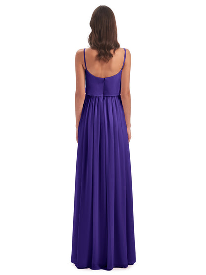 Riley A-line Spaghetti Straps Chiffon Bridesmaid Dresses