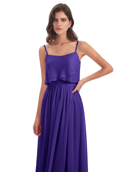 Riley A-line Spaghetti Straps Chiffon Bridesmaid Dresses