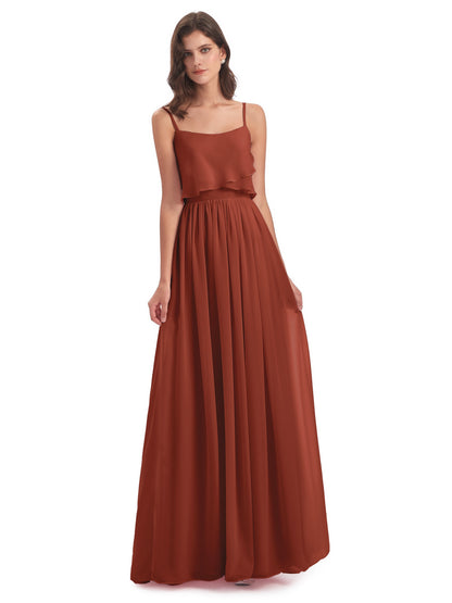 Riley A-line Spaghetti Straps Chiffon Bridesmaid Dresses