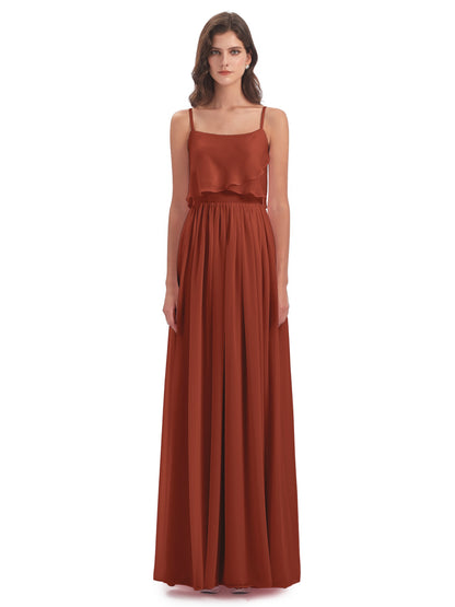 Riley A-line Spaghetti Straps Chiffon Bridesmaid Dresses