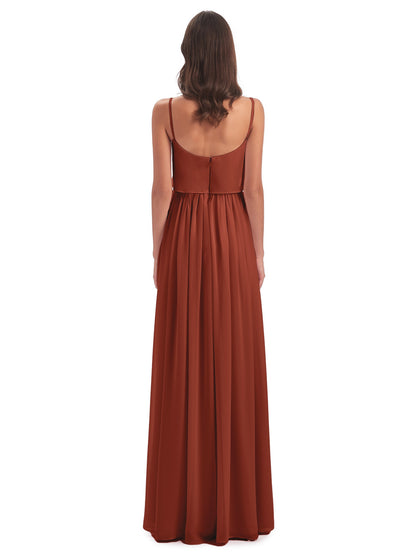 Riley A-line Spaghetti Straps Chiffon Bridesmaid Dresses