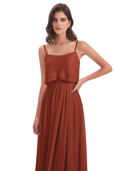 Riley A-line Spaghetti Straps Chiffon Bridesmaid Dresses