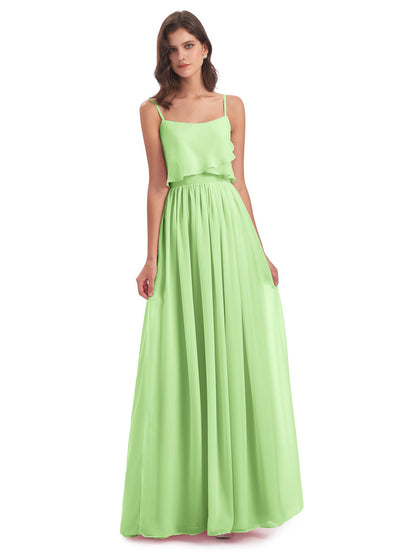 Riley A-line Spaghetti Straps Chiffon Bridesmaid Dresses