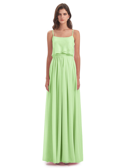 Riley A-line Spaghetti Straps Chiffon Bridesmaid Dresses
