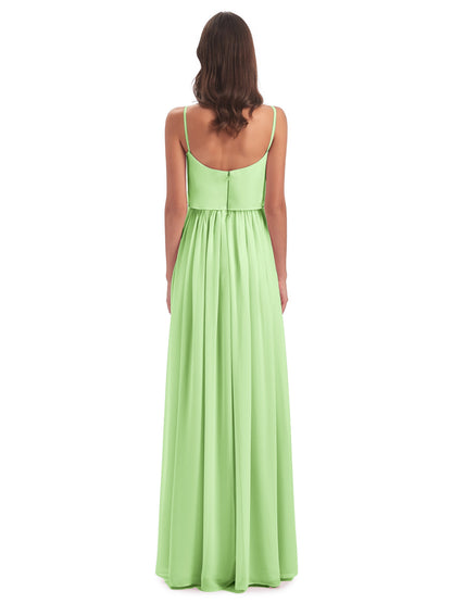 Riley A-line Spaghetti Straps Chiffon Bridesmaid Dresses