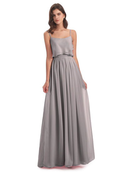 Riley A-line Spaghetti Straps Chiffon Bridesmaid Dresses