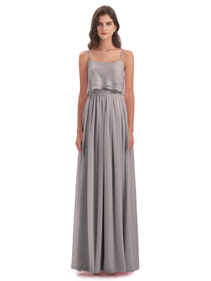 Riley A-line Spaghetti Straps Chiffon Bridesmaid Dresses