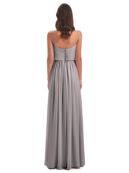 Riley A-line Spaghetti Straps Chiffon Bridesmaid Dresses