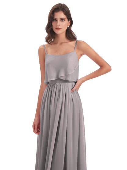 Riley A-line Spaghetti Straps Chiffon Bridesmaid Dresses