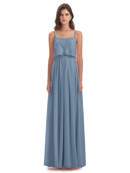 Riley A-line Spaghetti Straps Chiffon Bridesmaid Dresses