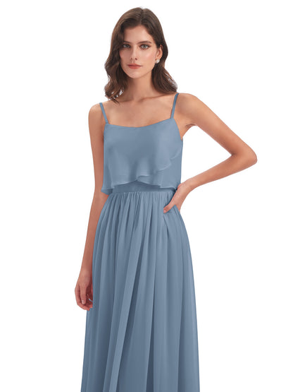 Riley A-line Spaghetti Straps Chiffon Bridesmaid Dresses