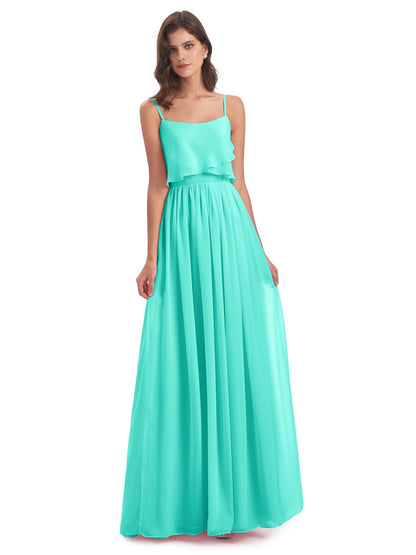 Riley A-line Spaghetti Straps Chiffon Bridesmaid Dresses