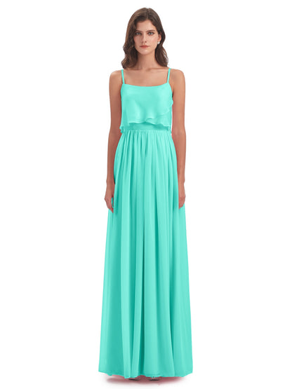Riley A-line Spaghetti Straps Chiffon Bridesmaid Dresses