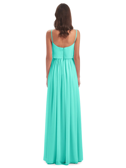 Riley A-line Spaghetti Straps Chiffon Bridesmaid Dresses