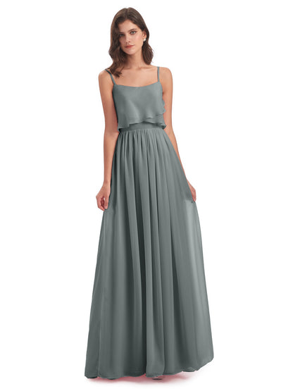 Riley A-line Spaghetti Straps Chiffon Bridesmaid Dresses