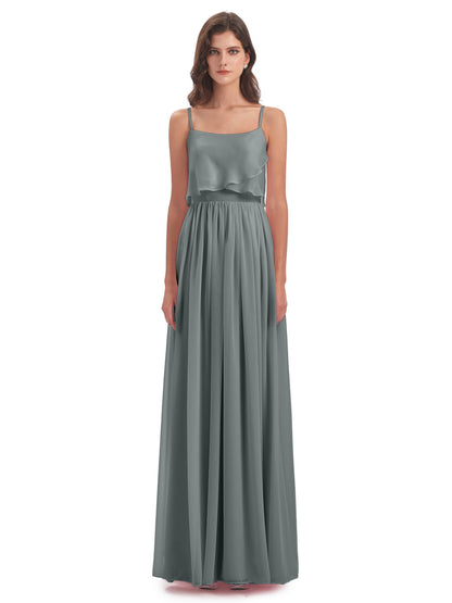 Riley A-line Spaghetti Straps Chiffon Bridesmaid Dresses