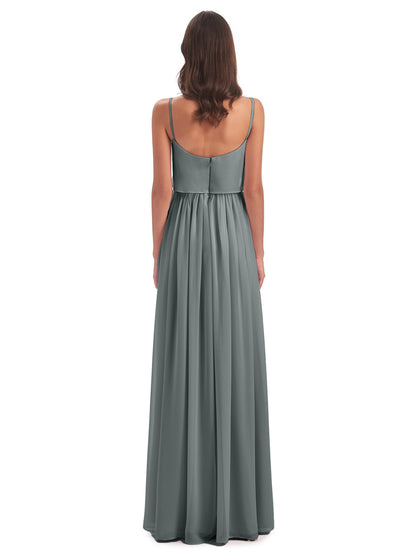 Riley A-line Spaghetti Straps Chiffon Bridesmaid Dresses