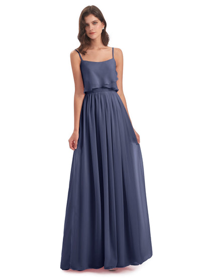 Riley A-line Spaghetti Straps Chiffon Bridesmaid Dresses