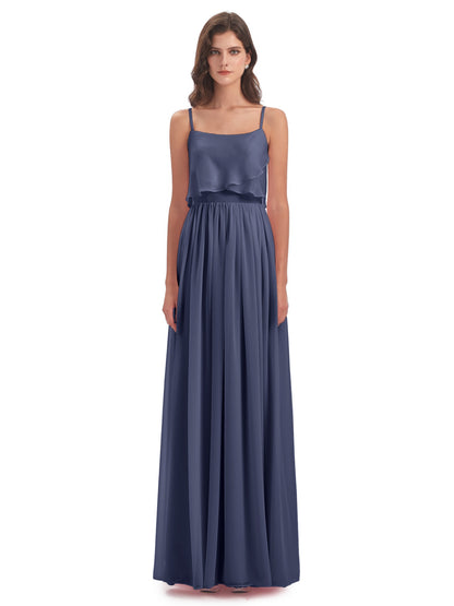 Riley A-line Spaghetti Straps Chiffon Bridesmaid Dresses