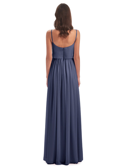 Riley A-line Spaghetti Straps Chiffon Bridesmaid Dresses