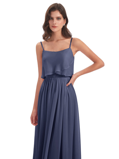 Riley A-line Spaghetti Straps Chiffon Bridesmaid Dresses