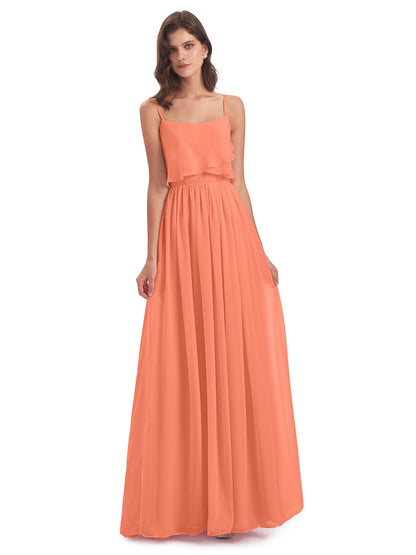 Riley A-line Spaghetti Straps Chiffon Bridesmaid Dresses