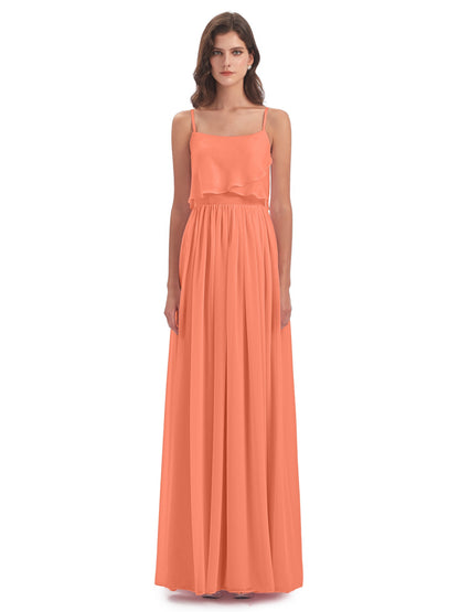 Riley A-line Spaghetti Straps Chiffon Bridesmaid Dresses
