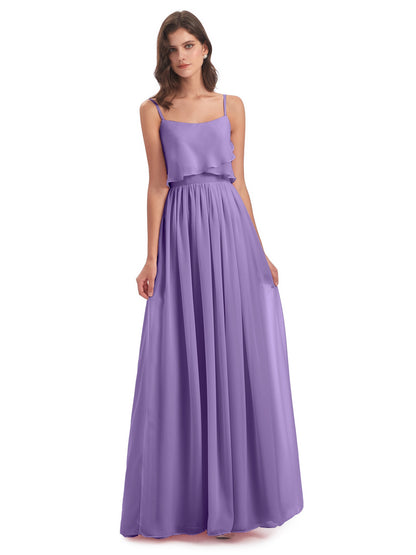 Riley A-line Spaghetti Straps Chiffon Bridesmaid Dresses