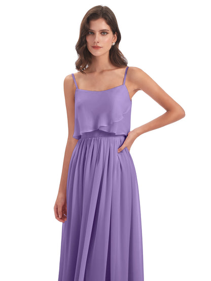 Riley A-line Spaghetti Straps Chiffon Bridesmaid Dresses