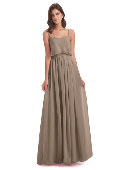 Riley A-line Spaghetti Straps Chiffon Bridesmaid Dresses