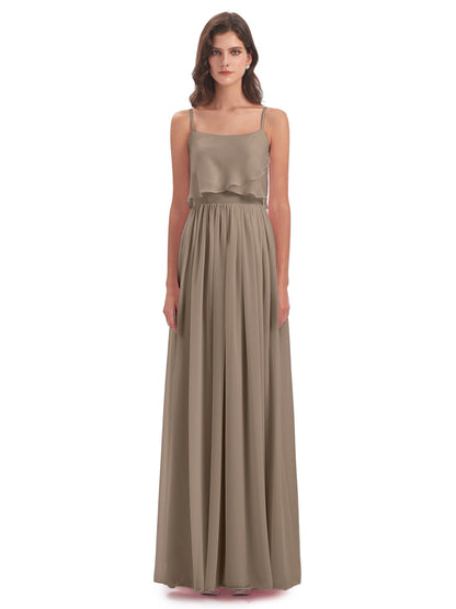 Riley A-line Spaghetti Straps Chiffon Bridesmaid Dresses