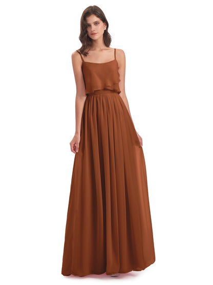 Riley A-line Spaghetti Straps Chiffon Bridesmaid Dresses