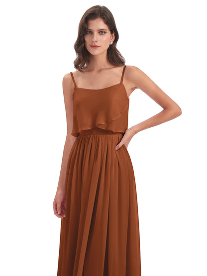 Riley A-line Spaghetti Straps Chiffon Bridesmaid Dresses