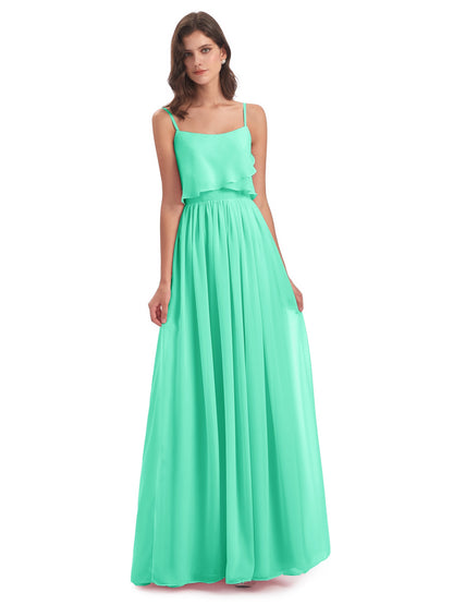 Riley A-line Spaghetti Straps Chiffon Bridesmaid Dresses