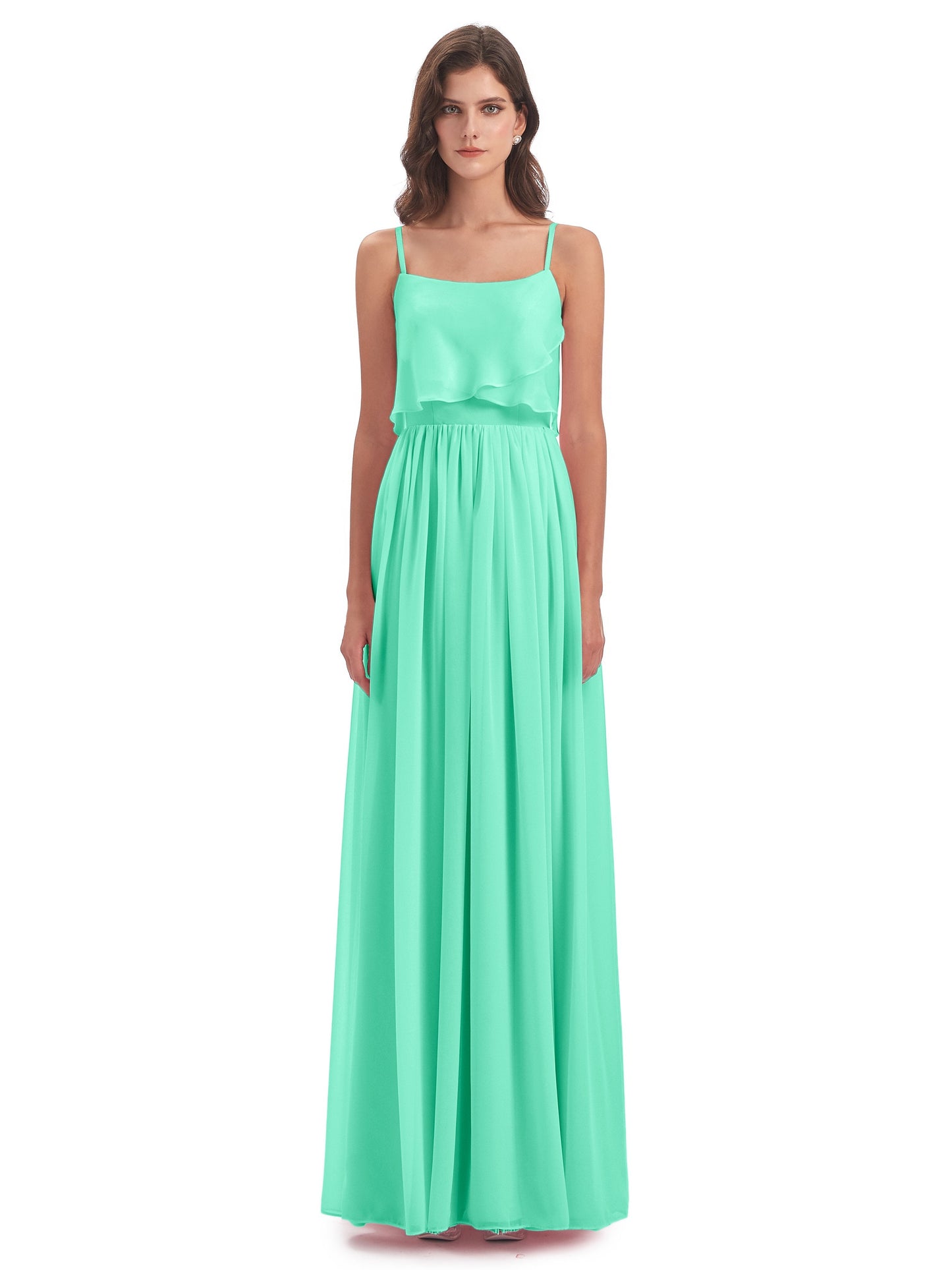 Riley A-line Spaghetti Straps Chiffon Bridesmaid Dresses