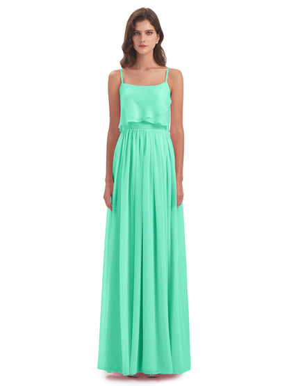 Riley A-line Spaghetti Straps Chiffon Bridesmaid Dresses