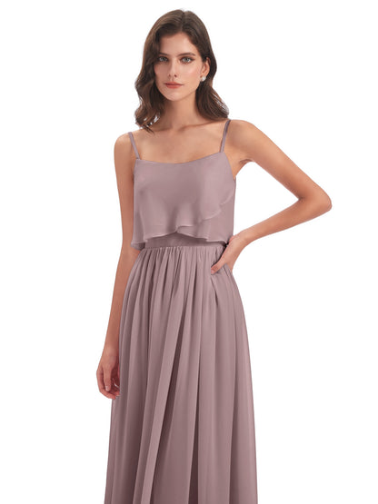 Riley A-line Spaghetti Straps Chiffon Bridesmaid Dresses