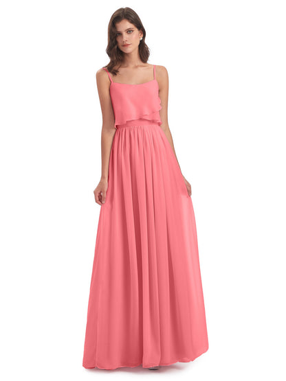 Riley A-line Spaghetti Straps Chiffon Bridesmaid Dresses