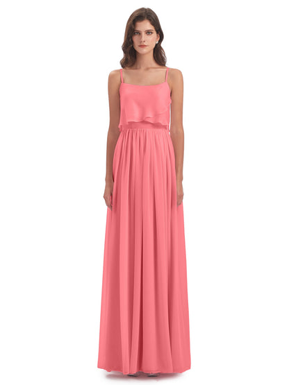 Riley A-line Spaghetti Straps Chiffon Bridesmaid Dresses