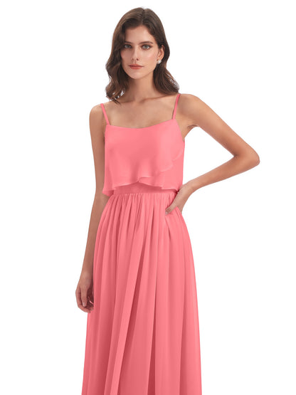 Riley A-line Spaghetti Straps Chiffon Bridesmaid Dresses