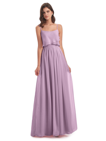 Riley A-line Spaghetti Straps Chiffon Bridesmaid Dresses