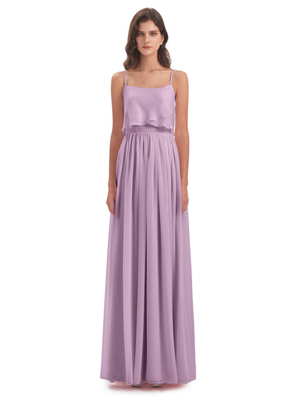 Riley A-line Spaghetti Straps Chiffon Bridesmaid Dresses